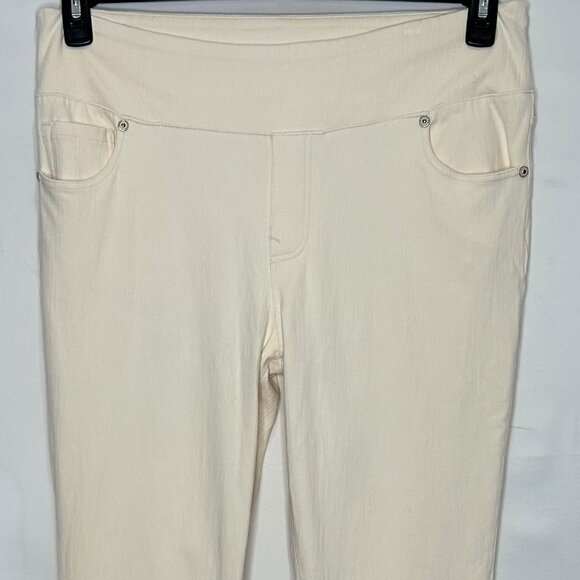 DG2 by Diane Gilman Woman’s Pants sz 12 Yellow Boot cut Stretch Pull-On Jeans - Picture 3 of 9
